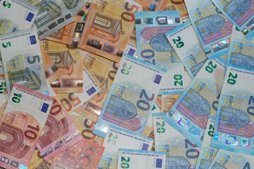 euros bank note euro bills on background different value european money for wallpaper