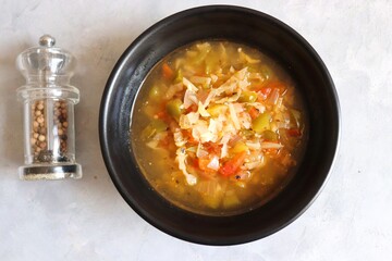 Body cleansing & detox Homemade Weight Loss Wonder Soup. veg soup made of tomatoes, capsicums,...