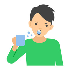 
A flat style of gargling man  
