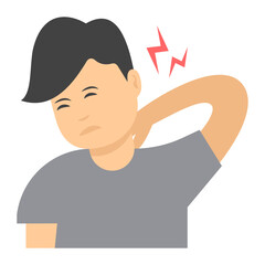 Neck pain  in flat design, physical disorder 