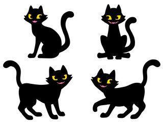 Fototapeta na wymiar 黒猫のイラストセット