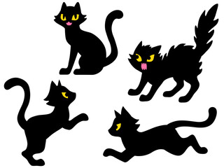 黒猫のイラストセット
