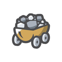 Coal Wagon Ore Cart Vector icon Cartoon illustration
