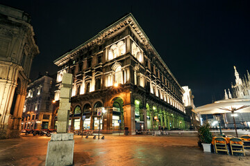 Fototapeta na wymiar Old city of Milan illuminated at night, Tuscany