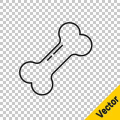 Black line Dog bone icon isolated on transparent background. Pets food symbol. Vector.