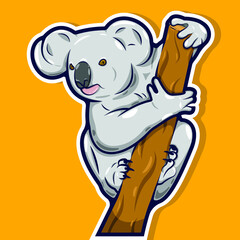 Koala bear flat cartoon style icon vector illustration logo template for many purpose.