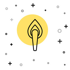 Black line Torch flame icon isolated on white background. Symbol fire hot, flame power, flaming and heat. Random dynamic shapes. Vector.
