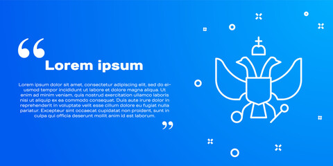 White line National emblem of Russia icon isolated on blue background. Russian coat of arms two-headed eagle. Vector.