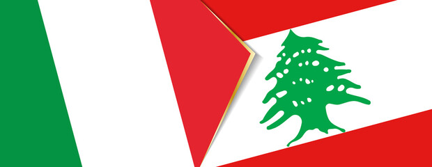 Italy and Lebanon flags, two vector flags.