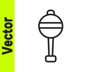 Black line Rattle baby toy icon isolated on white background. Beanbag sign. Vector.