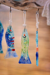 handmade decorative fish made of colored glass