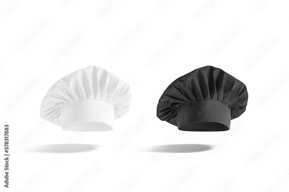 Poster blank black and white toque chef hat mockup, no gravity