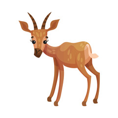 Gazelle or Antelope with Horns as African Animal Vector Illustration