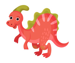 Cute Dinosaur as Ancient Reptile Isolated on White Background Vector Illustration