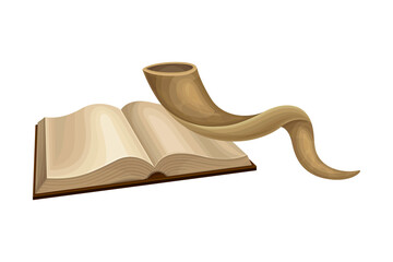 Bible or Torah and Horn as Israel National Attribute Vector Illustration © Happypictures