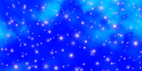 Naklejka na ściany i meble Light BLUE vector template with neon stars. Shining colorful illustration with small and big stars. Theme for cell phones.