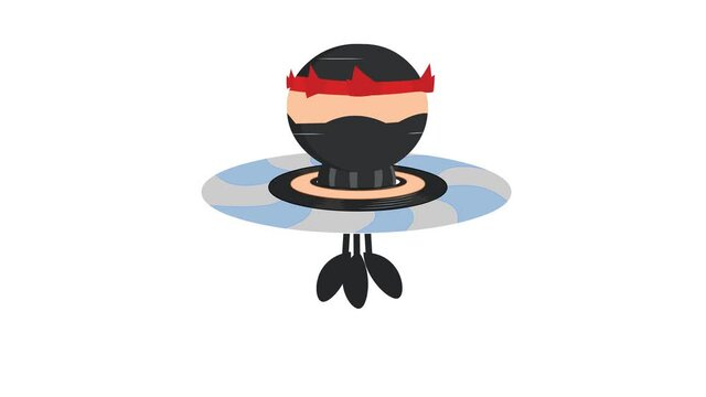 Angry Ninja Warrior Character With Two Katana. 4K Animation Video Motion Graphics With White Background