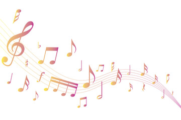 Fototapeta na wymiar 流れる音楽音符ミュージックのイメージ mellow flow of music note score concept image