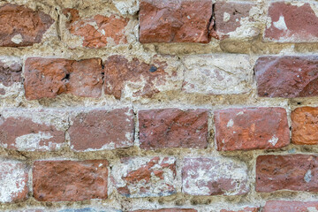 Wasted Red Brick Wall Background