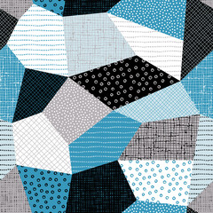 Seamless pattern, patchwork tiles. Freehand drawing