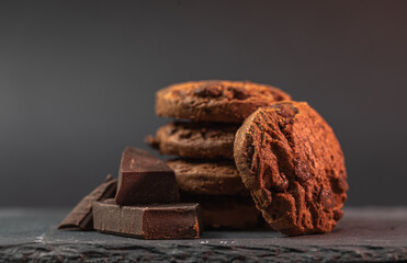A stack of homemade chocolate cookies 