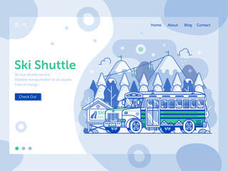 Ski Resort Landing Page with Shuttle Bus