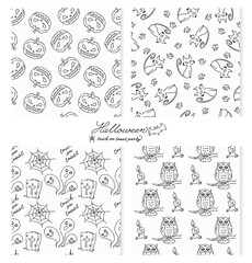 ハロウィン　パターン　シームレス　セット