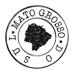 State of Mato Grosso do Sul, Brazil Map Postmark. A Silhouette Postal Passport. Stamp Round Vector Icon. Vintage Postage Designs.