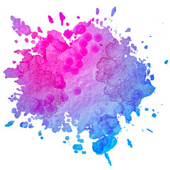 Abstract illustration, stain, drips of blue watercolor paint, ink isolated on white background