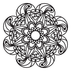 Petal ornament mandala isolated on white background.