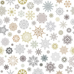 Seamless pattern with colored snowflakes. Vector illustration