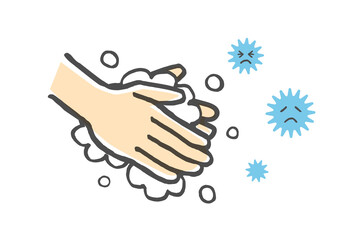 手描きの感染症対策イラスト　手洗い