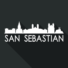 Naklejka premium San Sebastian Spain Europe Flat Icon Skyline Silhouette Design City Vector Art Famous Buildings.