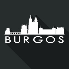 Obraz premium Burgos Spain Europe Flat Icon Skyline Silhouette Design City Vector Art Famous Buildings.