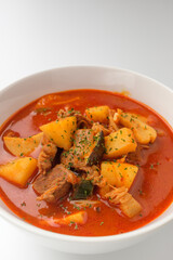 Red pepper paste stew on white background