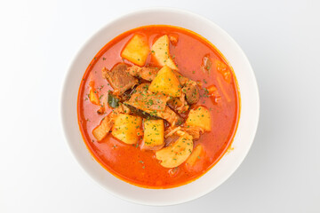 Red pepper paste stew on white background