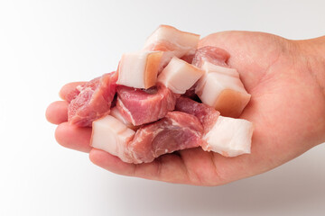 Pork belly on white background