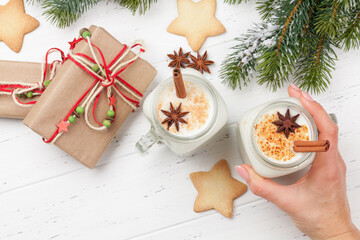 Eggnog. Traditional christmas cocktail