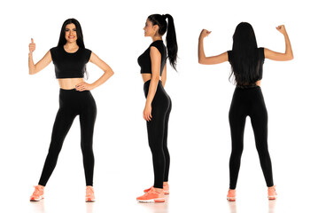 Collage of beautiful young sporty woman