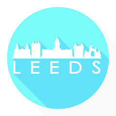 Leeds England Flat Icon Skyline Silhouette Design City Vector Art.