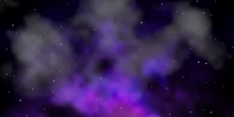 Dark Purple vector background with colorful stars. Shining colorful illustration with small and big stars. Best design for your ad, poster, banner.