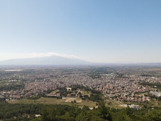 Fototapeta na wymiar Aerial drone photo over the city of Drama, Northern Greece