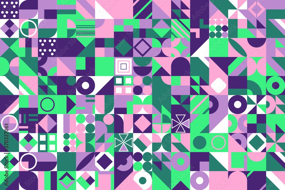 Poster retro pattern of different shapes. colorful vector mosaic backdrop. geometric hipster retro backgrou