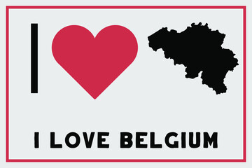 I love Belgium isolated vector map silhouette