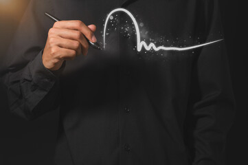Business people write digital signatures