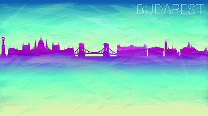 Budapest Hungary. Broken Glass Abstract Geometric Dynamic Textured. Banner Background. Colorful Shape Composition.