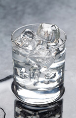 Glass of water with ice cubes