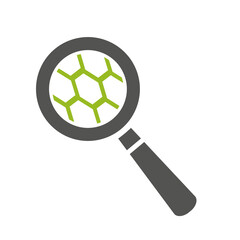 Magnifier glass . Biology icon, vector illustration on isolated background. Microscope view of plant cells.