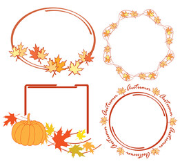 autumn leaves in bright decorative frames - vector set