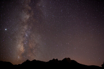 Milky Way stars above rugged desert peaks
